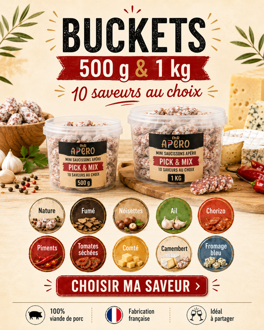 BUCKET 500 GR OU 1 KG  SAVEURS AU CHOIX