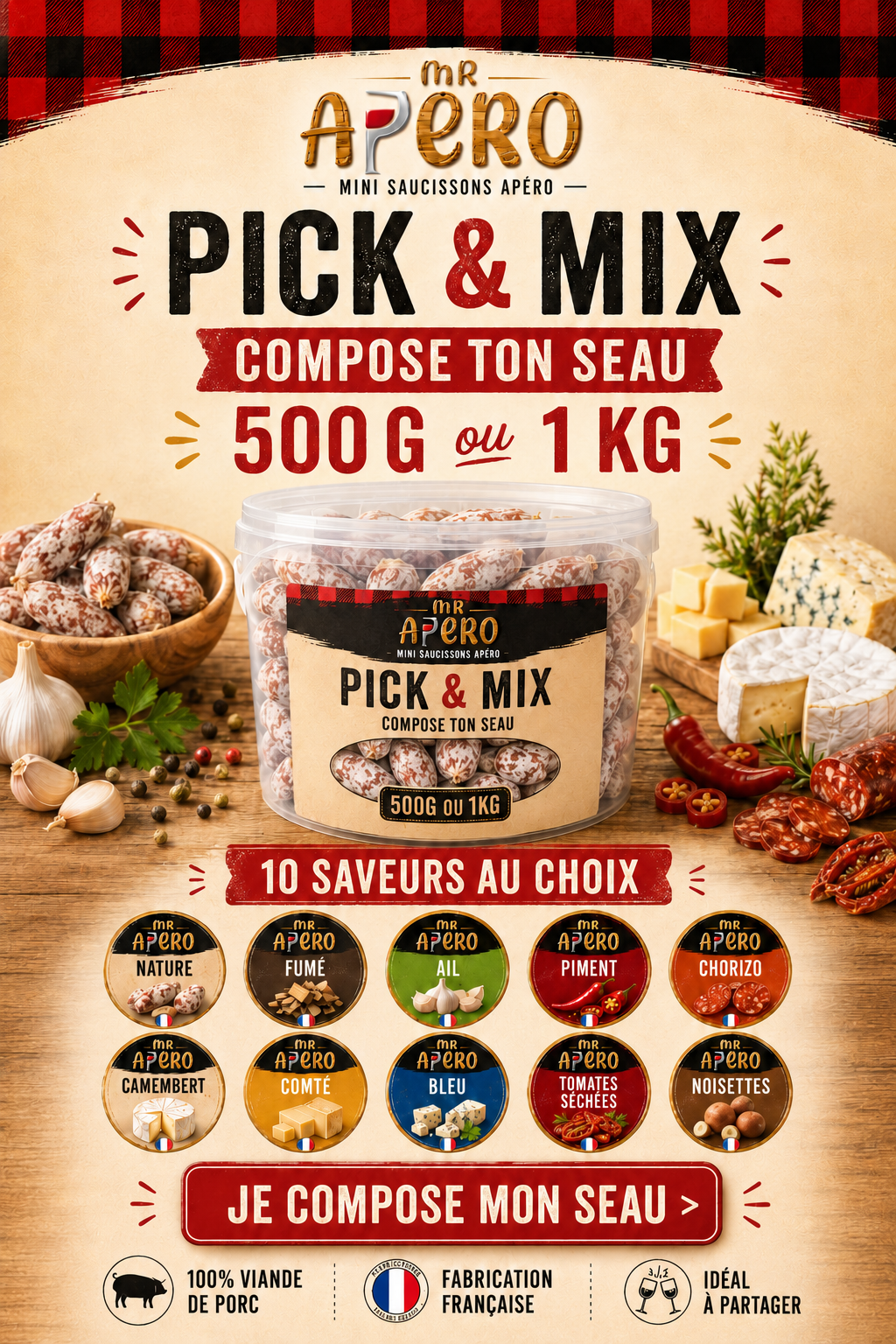 Créé ton bucket de Mini Saucissons - Bucket Classique